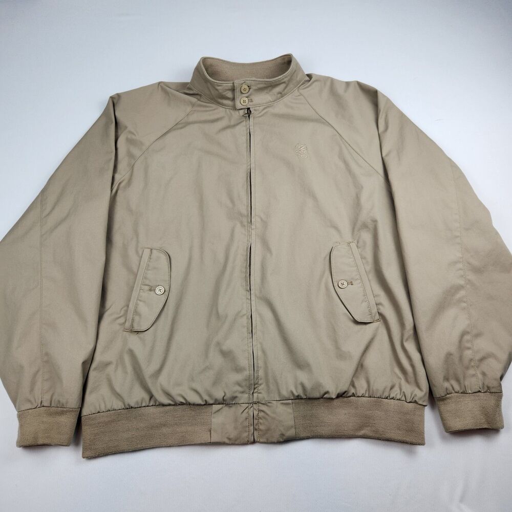 IZOD Harrington Golf Jacket Sand/Khaki Men XL Vintage Plaid Liner Grandpa Casual